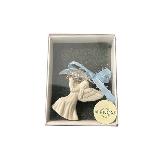 Lenox Porcelain Angel Ornament With Light Blue Ribbon - Picture 1 of 3